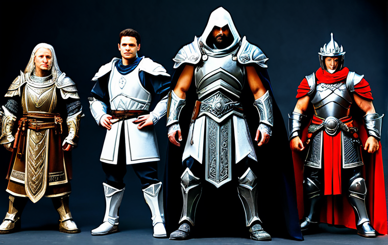 A diverse group of fantasy adventurers, representing distinct roles: a formidable tank in heavy armor, a serene healer in flowing robes, and an agile damage dealer in practical attire. They stand in a confident, natural pose, showcasing their collective strength and synergy, ready for a challenge within a grand, ancient Lineage M-style dungeon, with intricate stone carvings and subdued magical lighting. All subjects are fully clothed in appropriate, modest fantasy armor and professional robes, designed for functionality and protection. Professional photography, cinematic lighting, ultra-detailed, high resolution, safe for work, appropriate content, fully clothed, professional dress, perfect anatomy, correct proportions, natural pose, well-formed hands, proper finger count, natural body proportions.