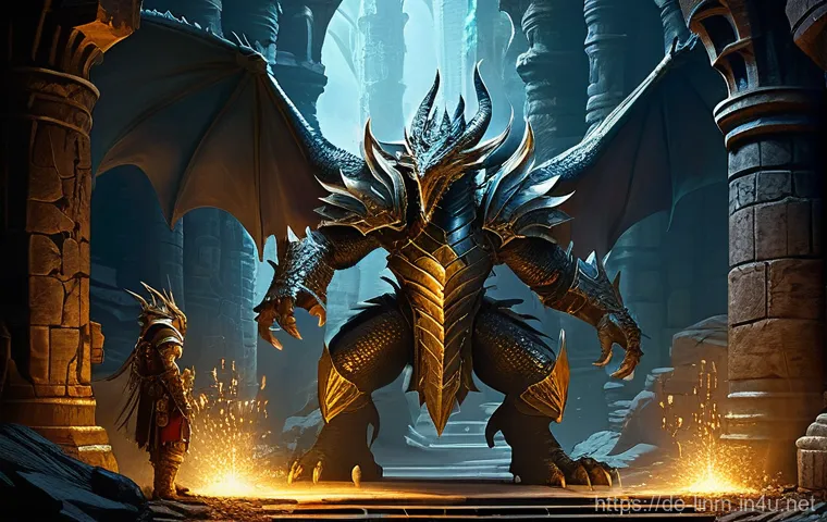 리니지M 전설 무기 제작법 - Prompt 1: The Dragon's Hoard - Elite Dungeon Encounter**