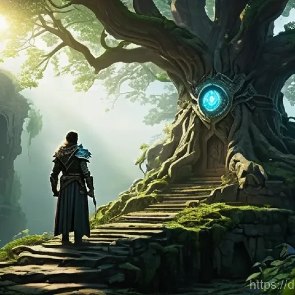 리니지M 업데이트 변경 사항 - **Prompt:** "A lone male adventurer, dressed in intricate fantasy plate armor, stands on a weathered...