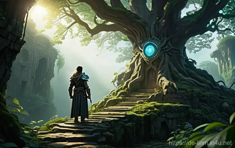 리니지M 업데이트 변경 사항 - **Prompt:** "A lone male adventurer, dressed in intricate fantasy plate armor, stands on a weathered...