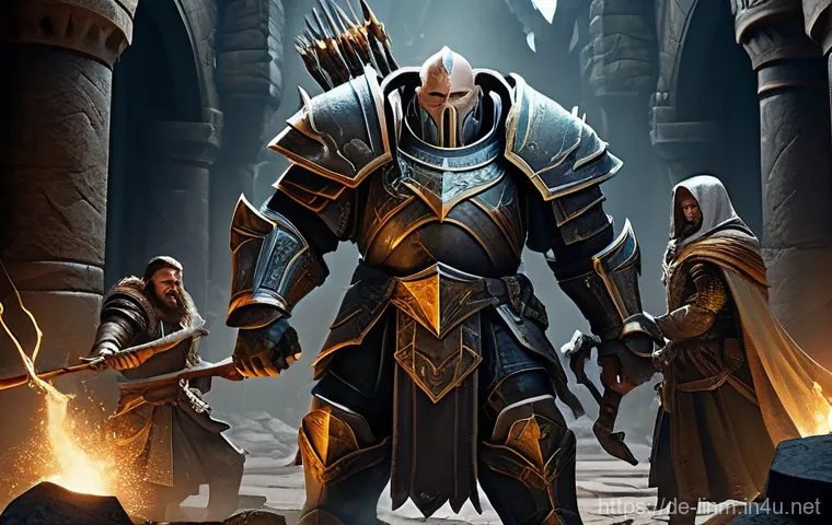 리니지M 퀘스트 빠르게 완료하기 - **Prompt:** A dynamic digital painting depicting a male dwarven warrior, mid-30s, with a braided bea... 리니지M 퀘스트 빠르게 완료하기 - **Prompt:** A dynamic digital painting depicting a male dwarven warrior, mid-30s, with a braided bea...