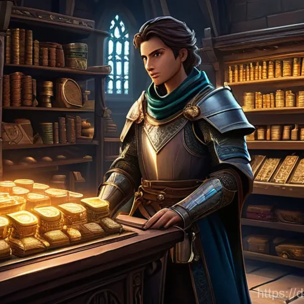 리니지M 유료 아이템 효율성 분석 - **Prompt 1: The Diamond Merchant's Crossroads** "A wide-angle, highly detailed illustration depi...