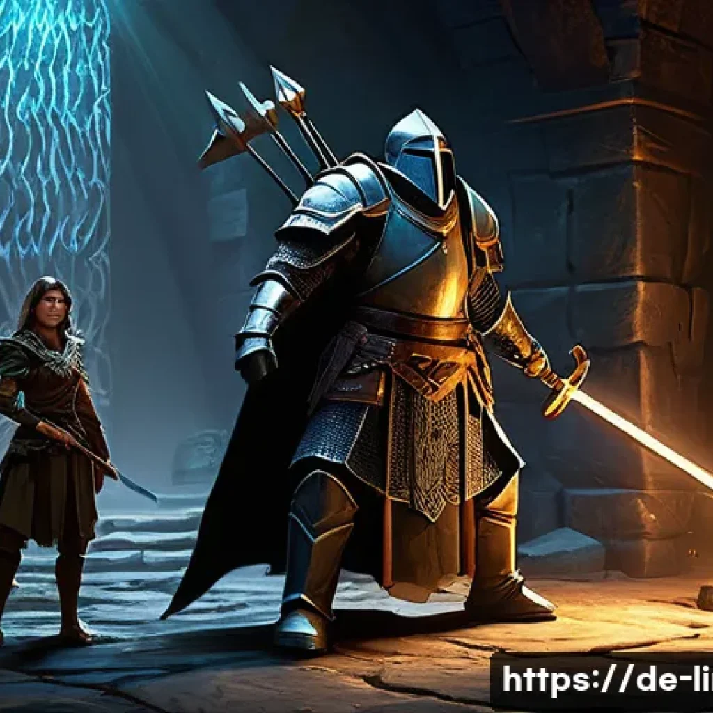 리니지M 혈맹 혜택 분석 - **Prompt:** A diverse group of four adventurers stands united in a dimly lit, ancient dungeon chambe...