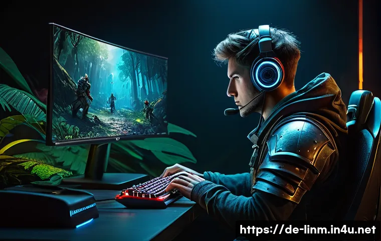 리니지M 전용 PC 버전 설치법 - **Immersive Aden Experience on PC:** "A male gamer, aged late teens to early twenties, intensely...