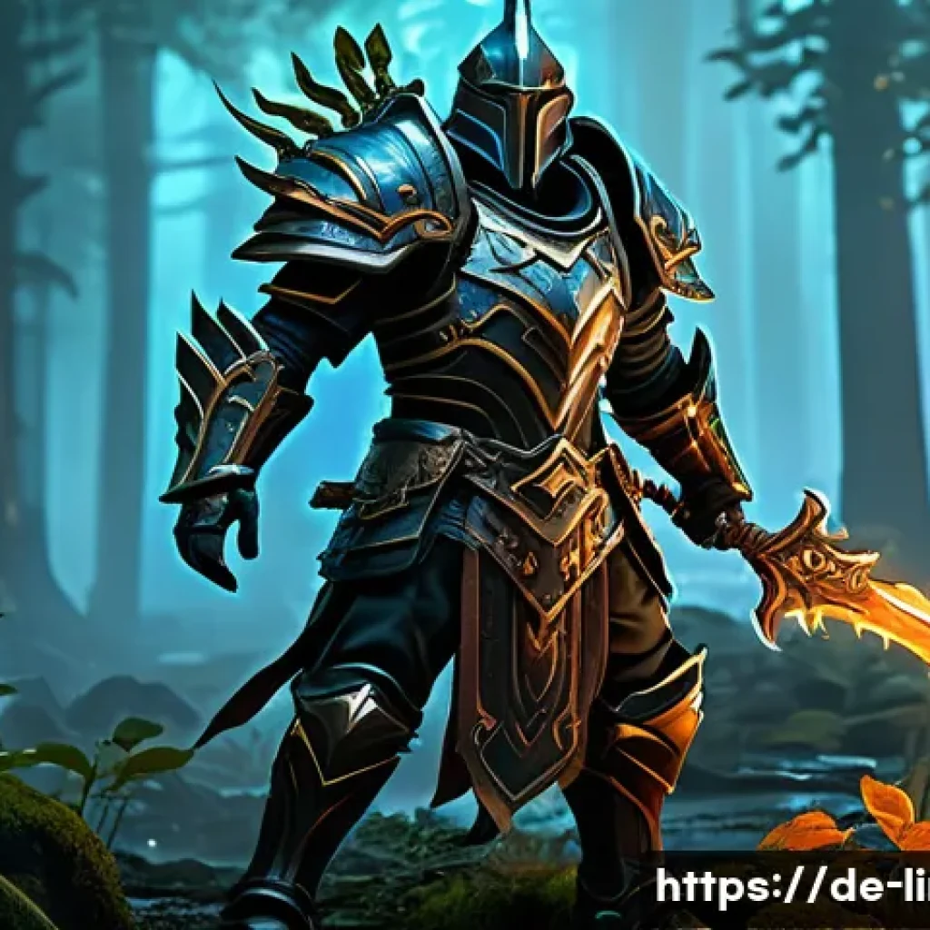 리니지M PvE 전략 가이드 - A detailed fantasy warrior equipped for PvE in a high-fantasy MMORPG setting, wearing a full enchant...